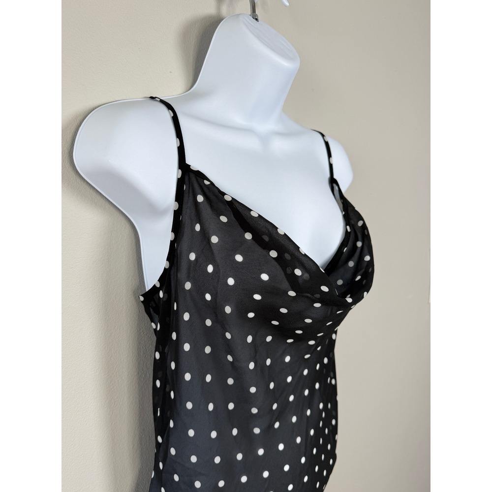 Commense Maxi Dress Women S Black Polka Dot Sheer Chiffon Beach Vacation Summer - Picture 5 of 13